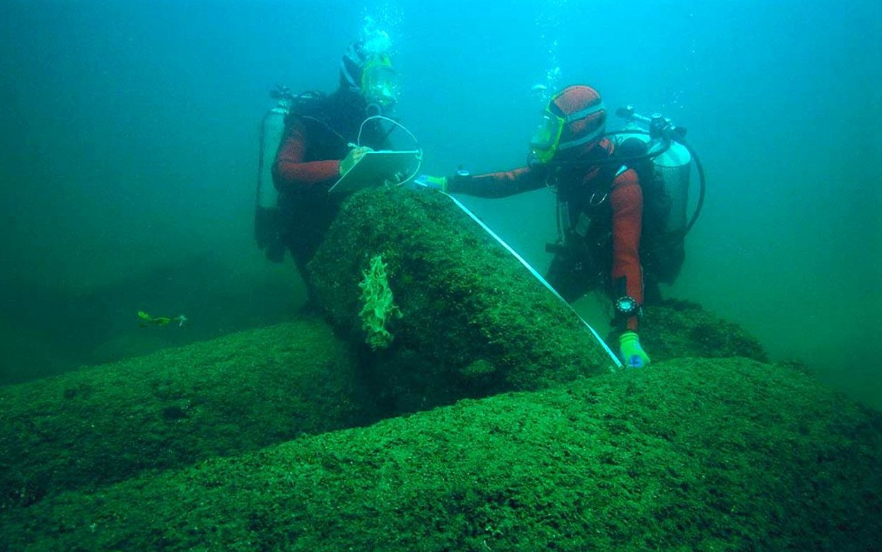 Divers surveying Aboukir Bay, Egypt, Mediterannean Sea